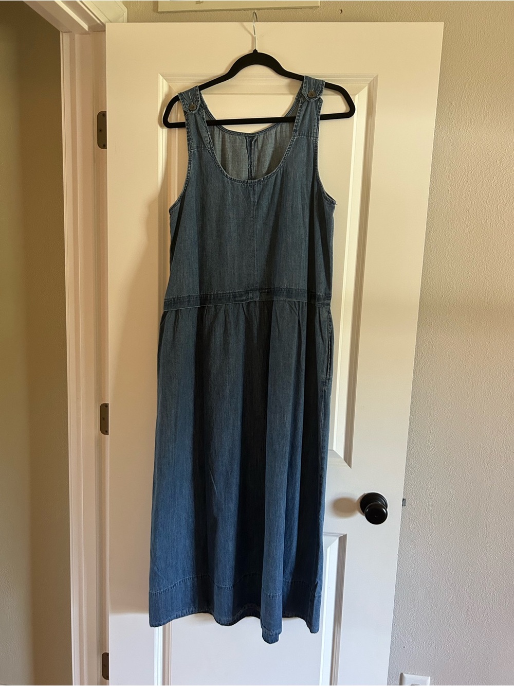 Denim Sleeveless Jumper Dress - Blue